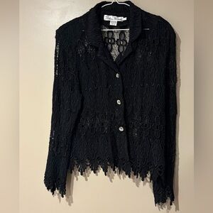 witchy whimsigoth lace vintage button up cardigan blazer open knit collared